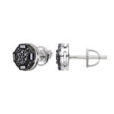 Black Moissanite Round Baguette Stud Earrings